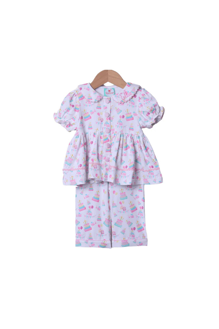 Birthday Party Button Swing Lounge Set-Short Sleeve | The Smocked Flamingo