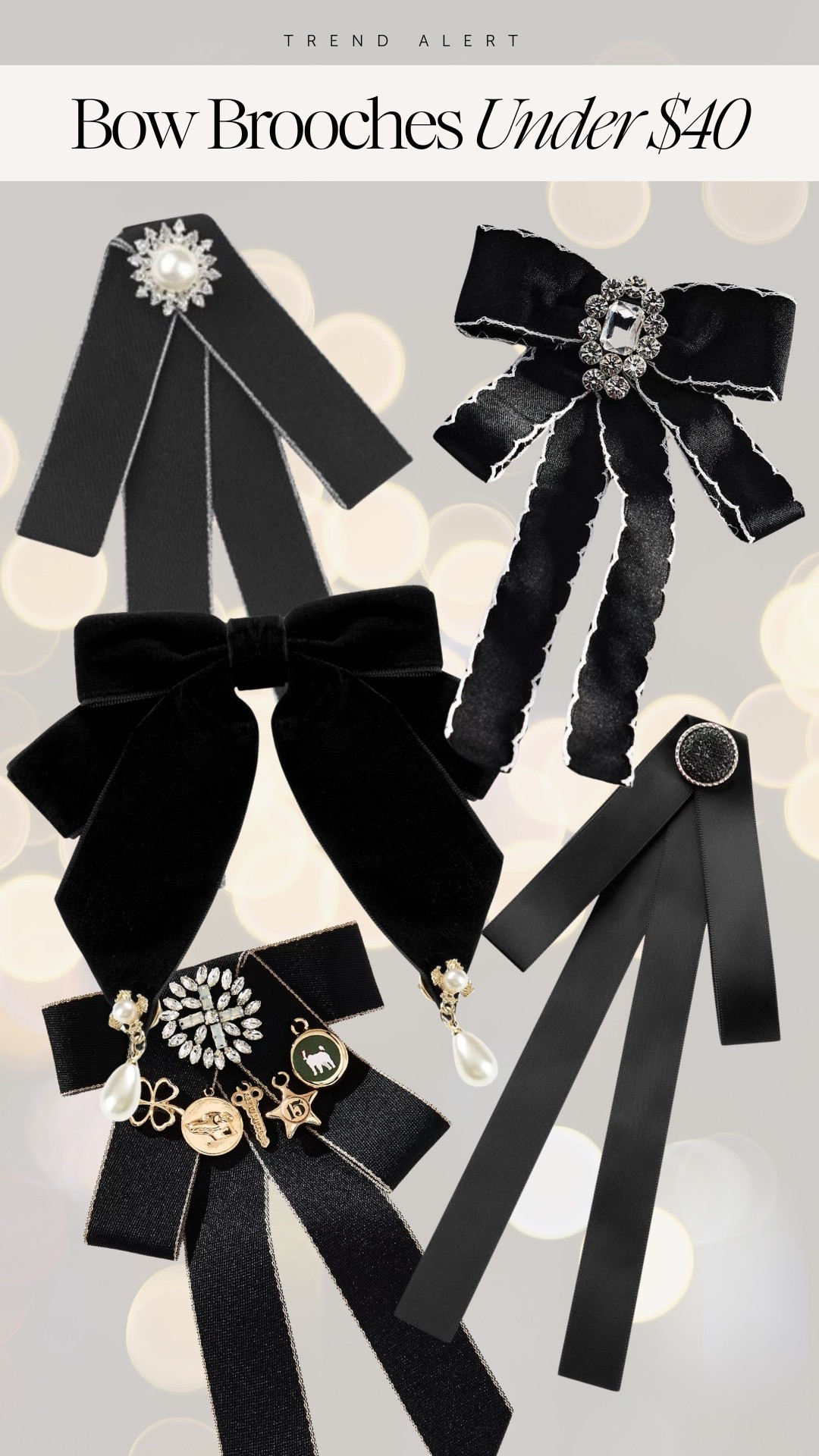 Brooches are trending this season, and these gorgeous black bow brooches would be super chic pinned onto the collar of a dress, blouse, or even a coat! All under $40, most are under $20. 

#LTKSeasonal #LTKHoliday