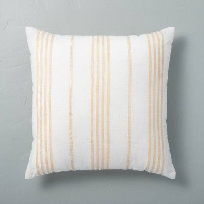 18&#34; x 18&#34; Vertical Stripe Throw Pillow Sour Cream/Yellow - Hearth &#38; Hand&#8482; with ... | Target