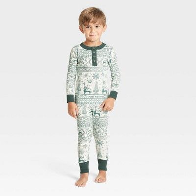 Toddler Reindeer Good Tidings 2pc Pajama Set Green/Cream - Hearth & Hand™ with Magnolia | Target