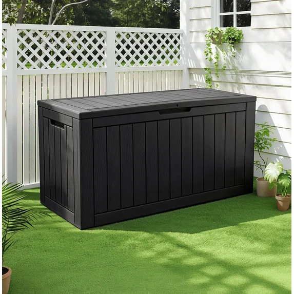 Bifanuo 100 Gallon Resin Deck Box, Lockable Outdoor Storage Box Waterproof Outdoor Container for ... | Walmart (US)