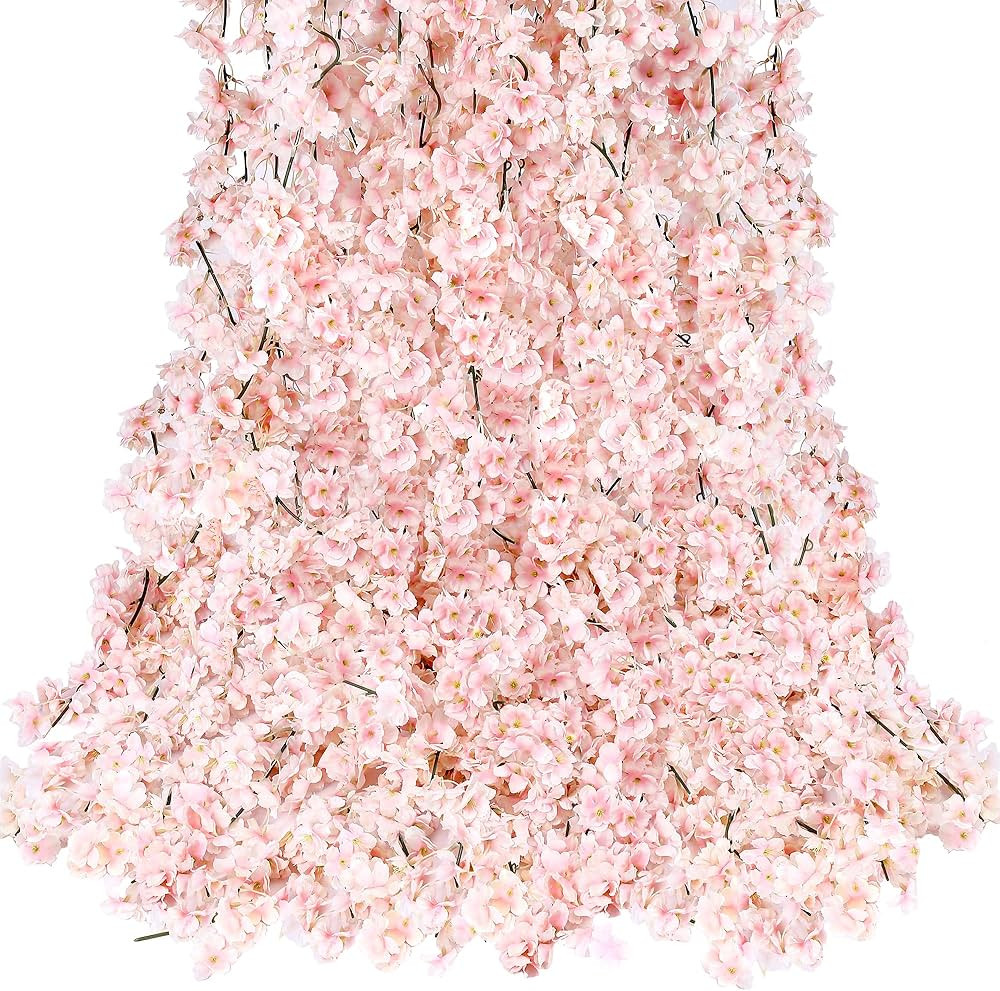 Sggvecsy Cherry Blossom Garland Artificial Cherry Flower Vines 10 Pack Hanging Silk Flowers Garla... | Amazon (US)