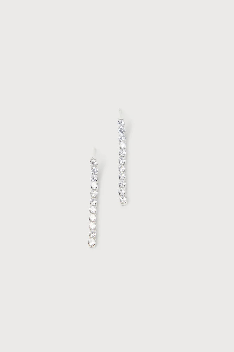 Lovely Abundance 24KT Silver Rhinestone Drop Earrings | Lulus