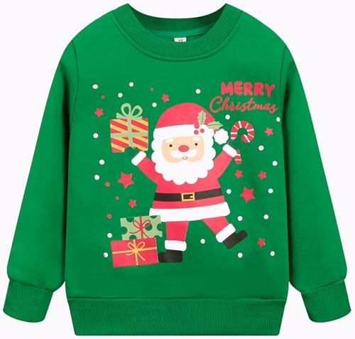 Akyzic Kids Christmas Sweatshirt Santa Claus Long Sleeve Crewneck Shirt Toddler Girl Holiday Tops Winter Outfit Boys Xmas Sweater 4t | Amazon (US)