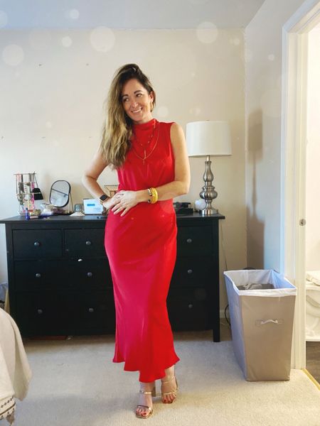 Lady in red, oh I want real love baby! This is it!! Wearing a size medium. Perfect date night, valentines night, galentines. Love this for a cocktail party, gala event or a summer wedding! So comfortable, satin dress, timeless price. 

#LTKstyletip #LTKparties #LTKfindsunder50