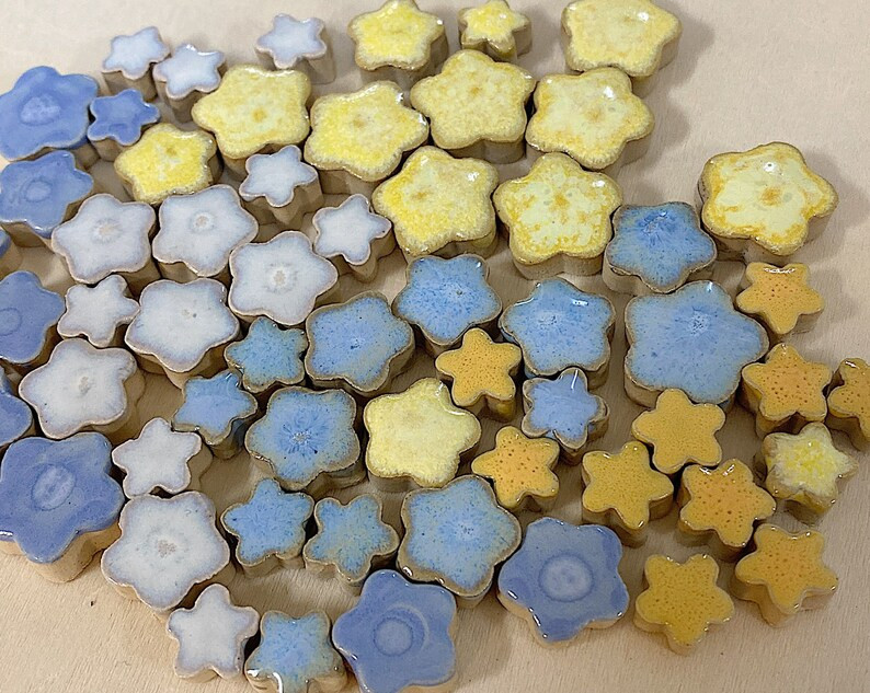 Mosaic Flowers Mixed Colors, Tiny Ceramic Flowers, Mosaic Tiles 60 Flowers - Etsy | Etsy (US)