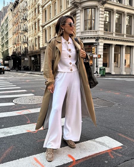 First day in NYC outfit - straight from the airport to the streets of soho. Wore my sezane knit pant and Cardi, oversized trench coat and the softest loafers! 

#LTKshoecrush #LTKstyletip #LTKtravel