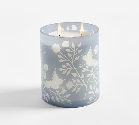 Etched Glass Candle - Framboise & Tangerine | Pottery Barn (US)
