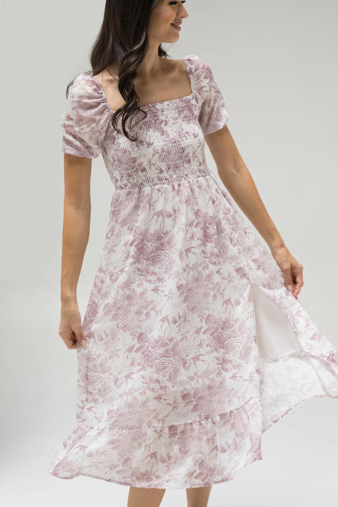 Marie Smocked Midi Dress | Morning Lavender