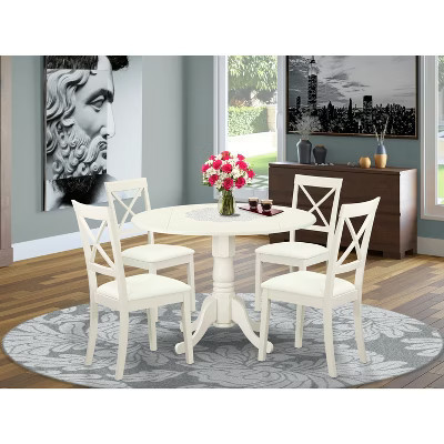 HomeStock Dublin 5 Piece Linen White Round Dining Set | Target