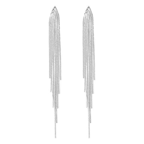 GUESS "Basic" Silver Crystal Rhinestone Linear Drop Earrings | Amazon (US)