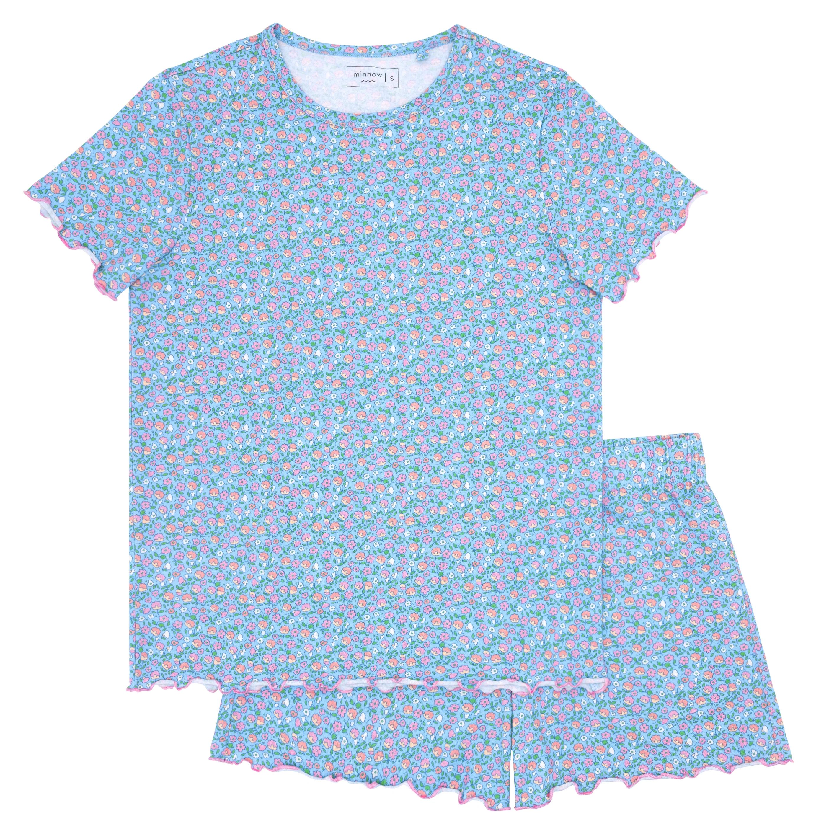 minnow x j.crew women's buttercup shirt and short pima pajamas set | minnow
