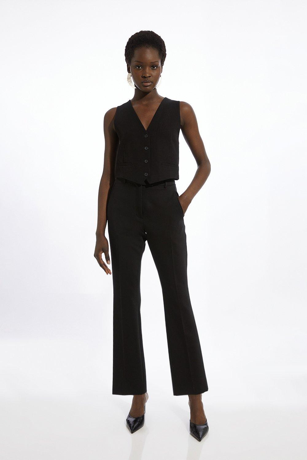Petite Tailored Flare Slim Leg Trousers | Karen Millen | Karen Millen UK + IE + DE + NL