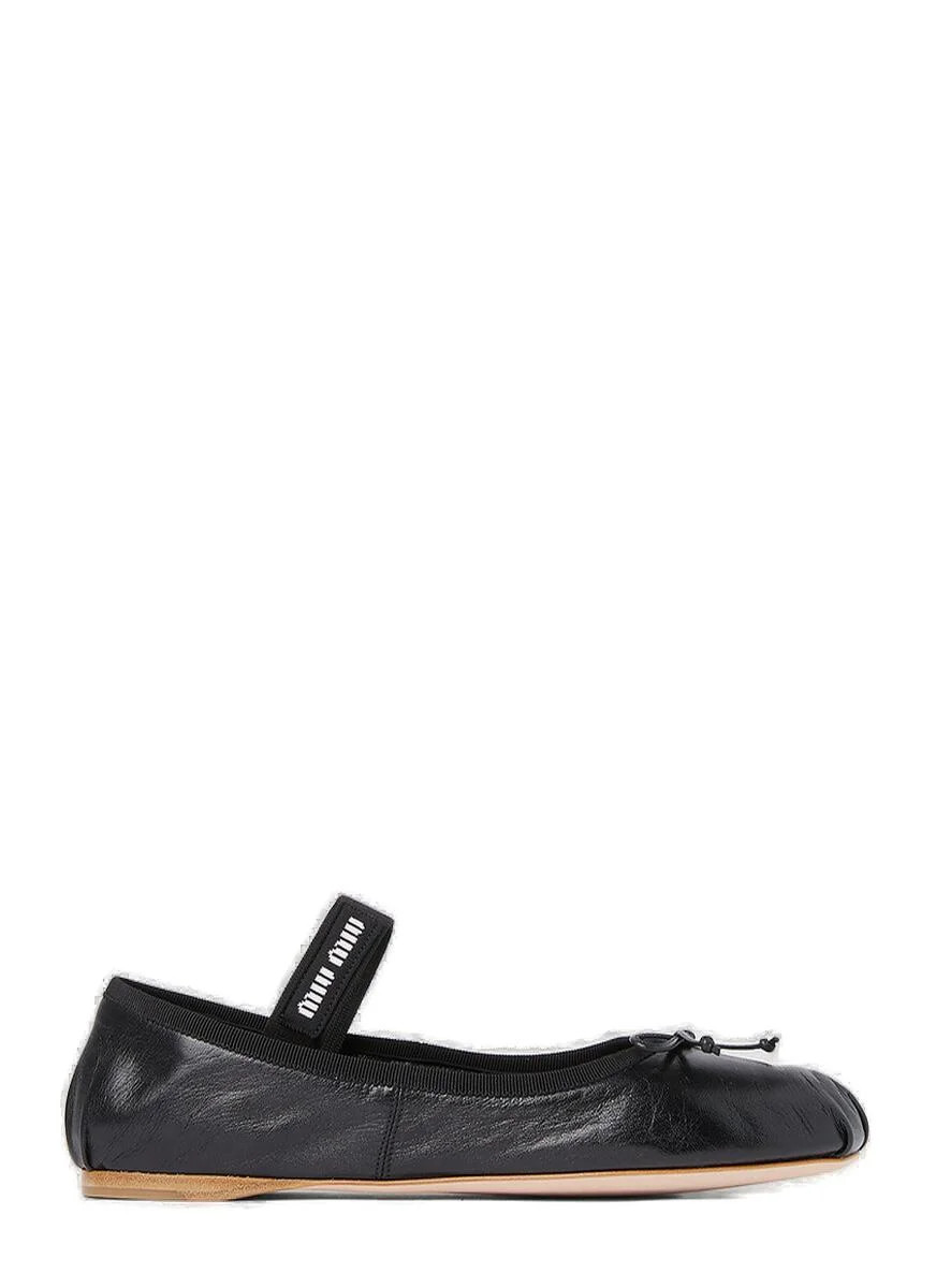 Miu Miu Logo Band Bow-Detailed Ballerinas | Cettire Global