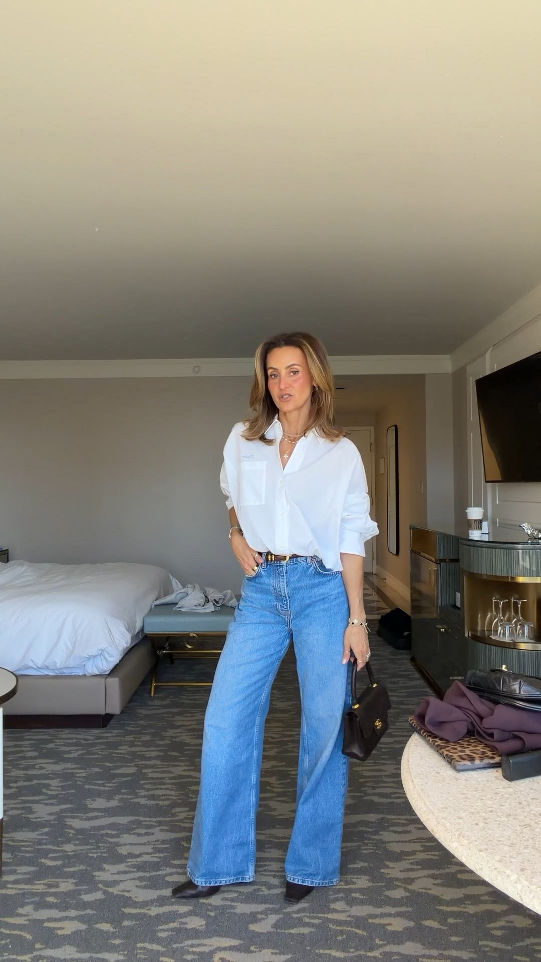 Day 5 of 7 jeans outfits - brunch and shopping day in Vegas. Brought our tried and true 👖

Comment JEANS OUTFIT and I’ll send you links to shop! 

Jeans 26 and shirt small 

Reformation jeans, mother button up shirt, Chanel bag, khaite booties, jeans outfit 



#LTKSeasonal #LTKgrwm #LTKootd