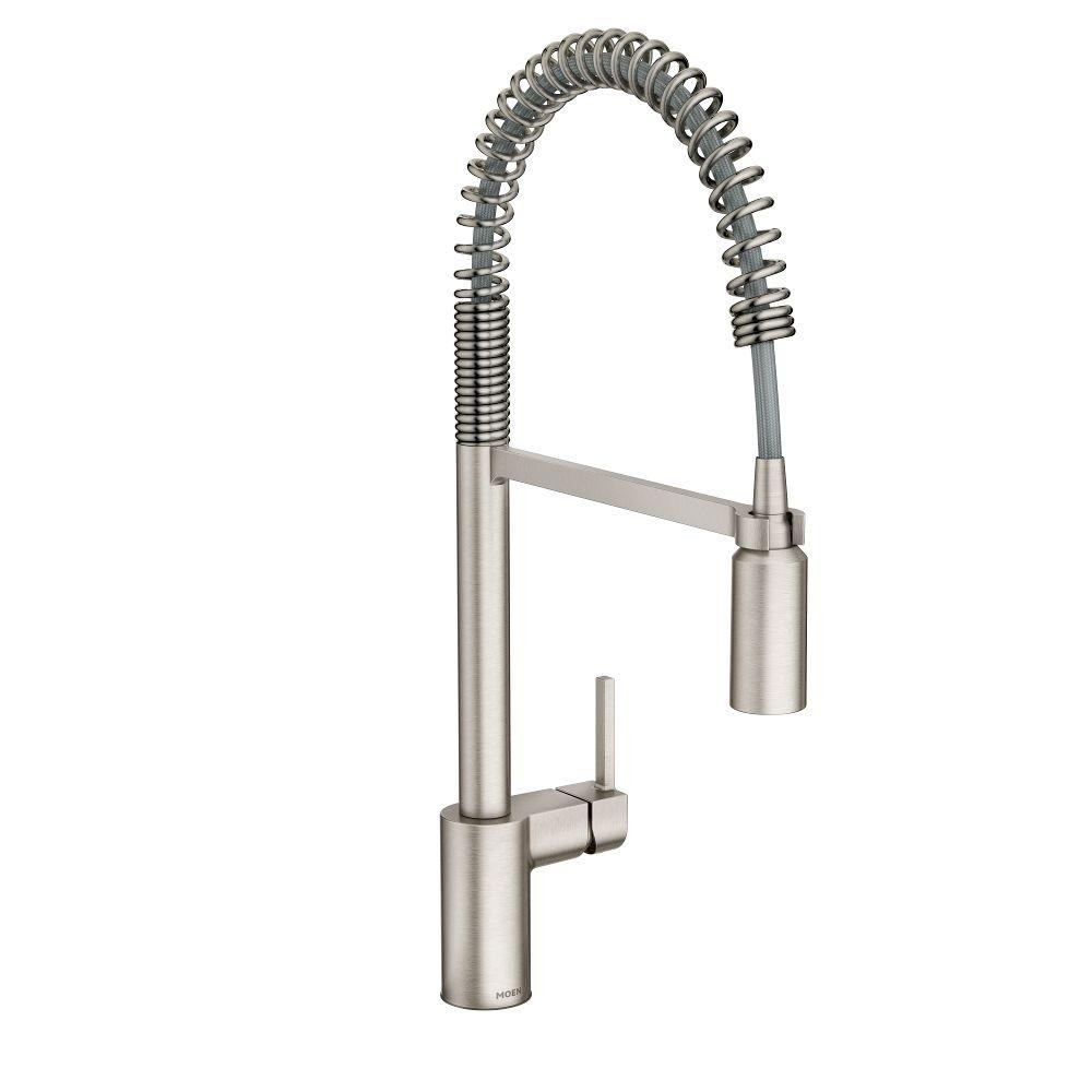 MOEN Align Single-Handle Pull-Down Sprayer Kitchen Faucet with Power Clean and Spring Spout in Sp... | The Home Depot