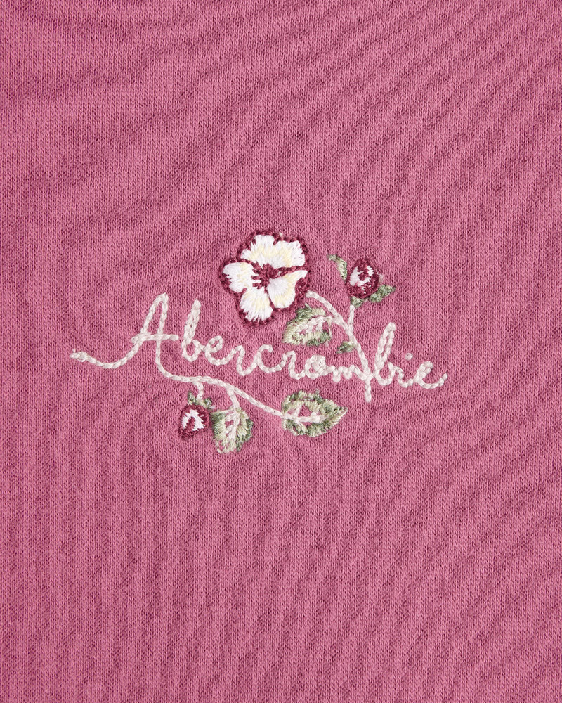 Floral Embroidered Graphic Logo Popover Hoodie | Abercrombie & Fitch (US)