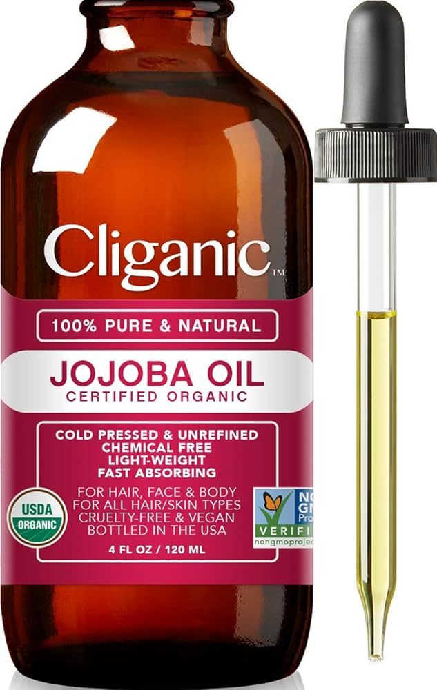Cliganic USDA Organic Jojoba Oil, 100% Pure (4oz) | Moisturizing Oil for Face, Hair, Skin & Nails... | Amazon (US)