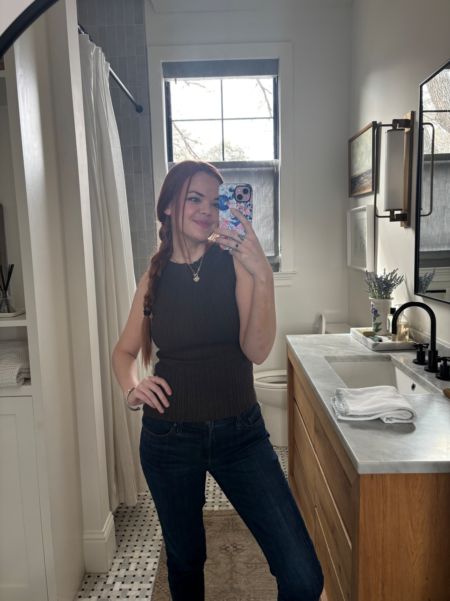 OOTD 🤎 wearing as XS in the Quince boatneck top!