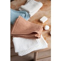 Waffle Linen Hand Towel in Toasted Peach. Linen-Cotton Blend Waffle Bath Towel. Absorbent & High Quality | Etsy (US)