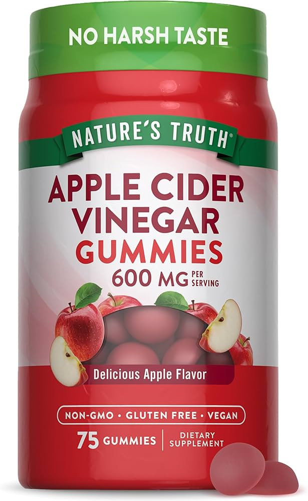 Nature's Truth Apple Cider Vinegar Gummies | 600 mg | 75 Gummies | Apple Flavor | Vegan, Non-GMO,... | Amazon (US)