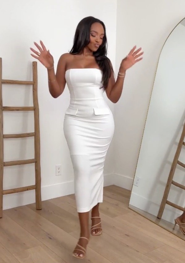 Scroll to shop this all-white moment 🤍

Clean, classy, and effortlessly flattering—this dress is the definition of minimal chic and perfect for brunch, date nights, or summer events.

📏 Measurements: 5’4”, 140 lbs, 34D bust, 27” waist, 40” hips

Follow me on Instagram and YouTube @kirasfashionfinds