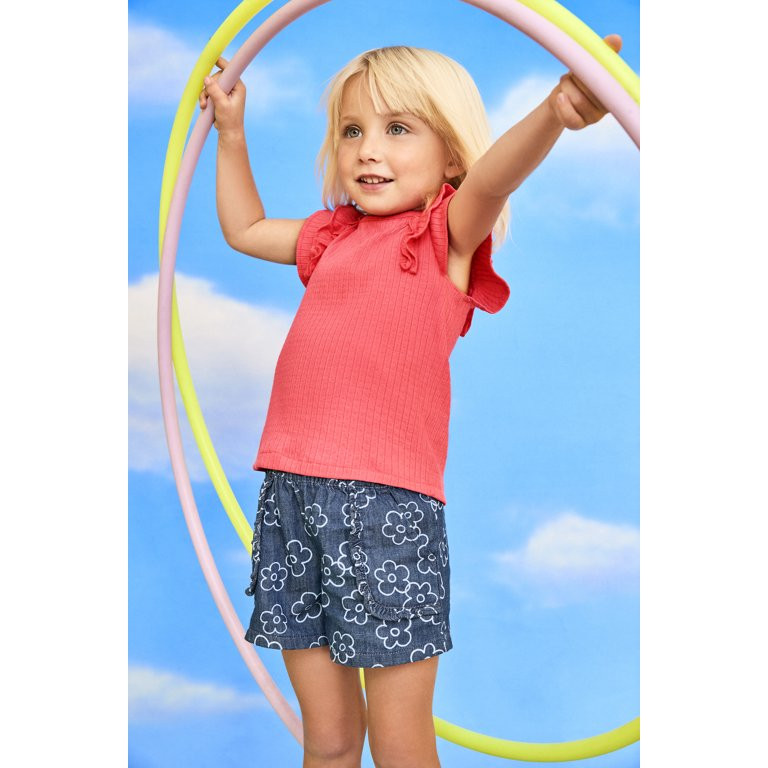 Garanimals Toddler Girl Rib Tee with Flutter Sleeves, Sizes 18M-5T | Walmart (US)