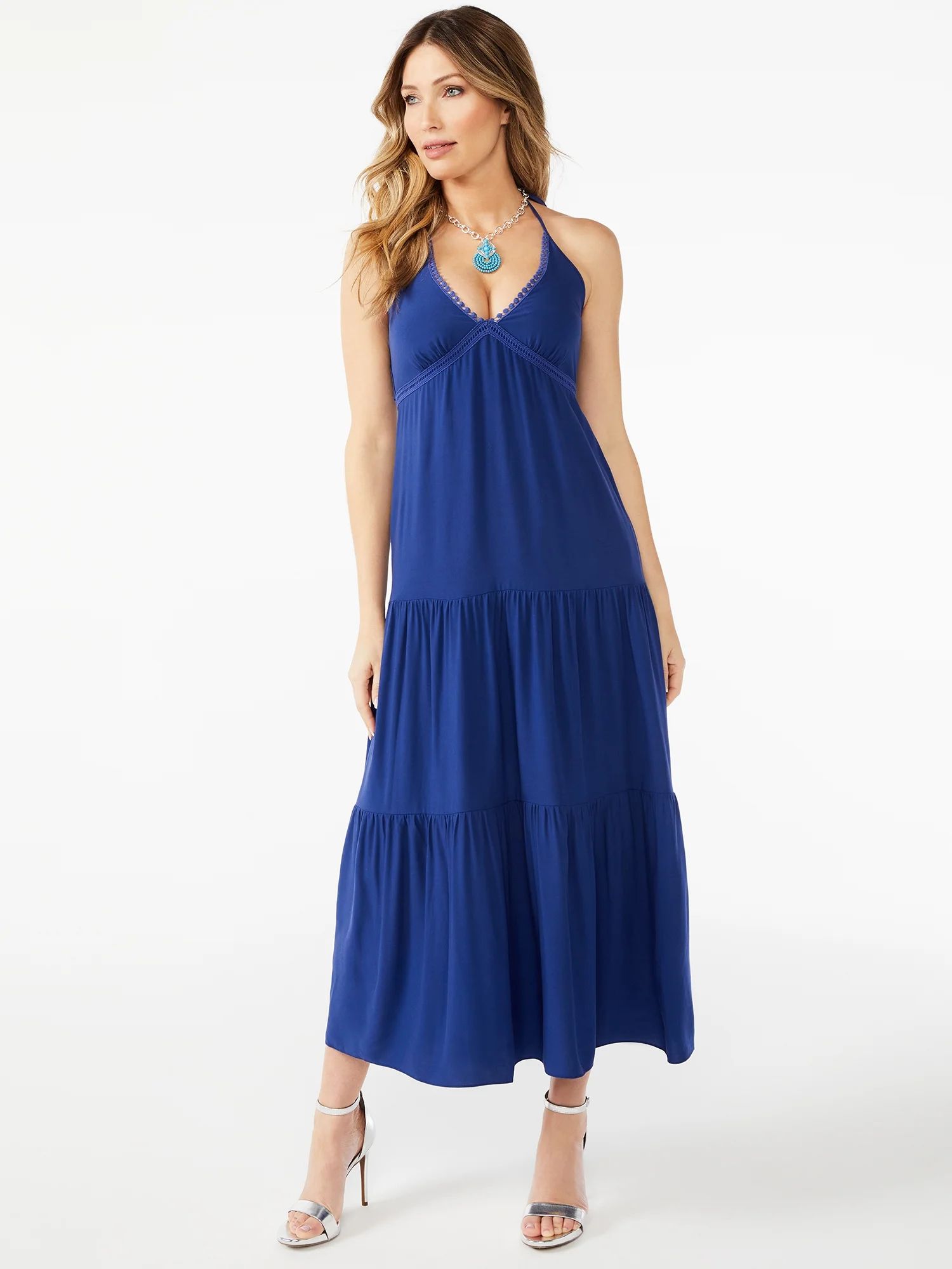 Sofia Jeans by Sofia Vergara Women's Halter Neck Maxi Dress | Walmart (US)