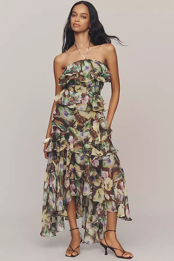 ASTR The Label Elena Halter Ruffle Midi Dress | Anthropologie (US)