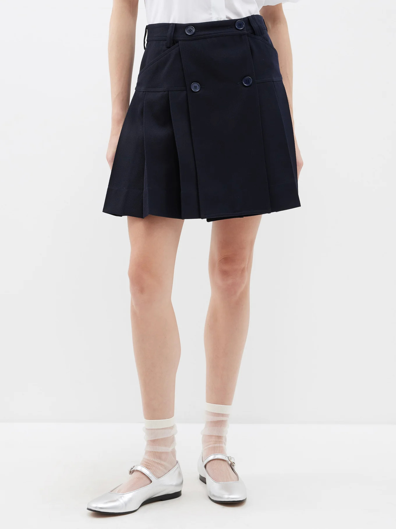 Pleated twill mini skirt | Matches (UK)
