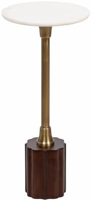 Kate and Laurel Nisha Traditional Marble Round Drink Table, 10 x 10 x 22, White Marble, Antique B... | Amazon (US)