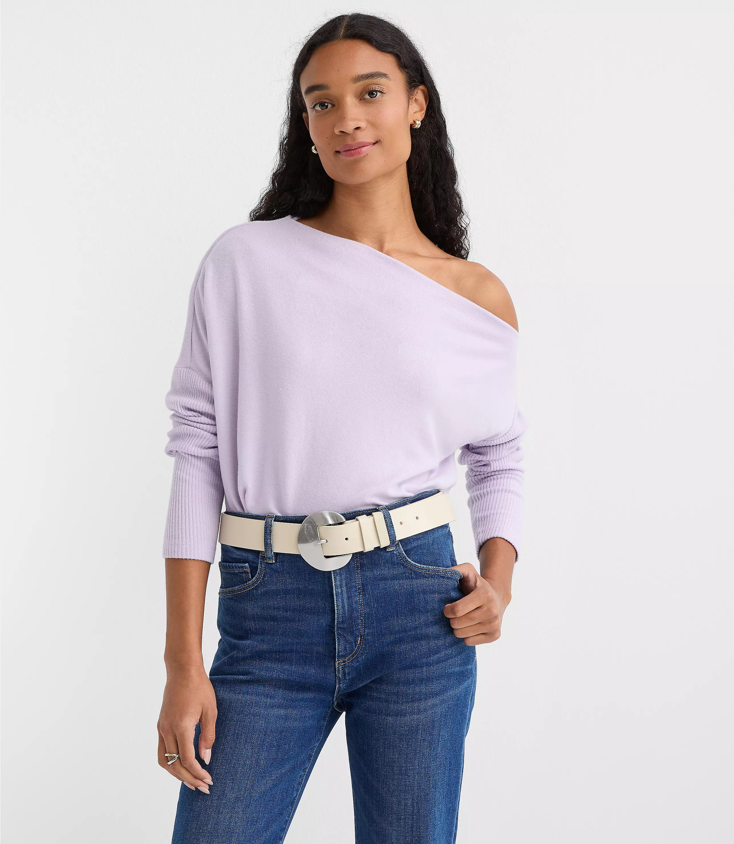 Ribtrim Jersey Off The Shoulder Top | LOFT