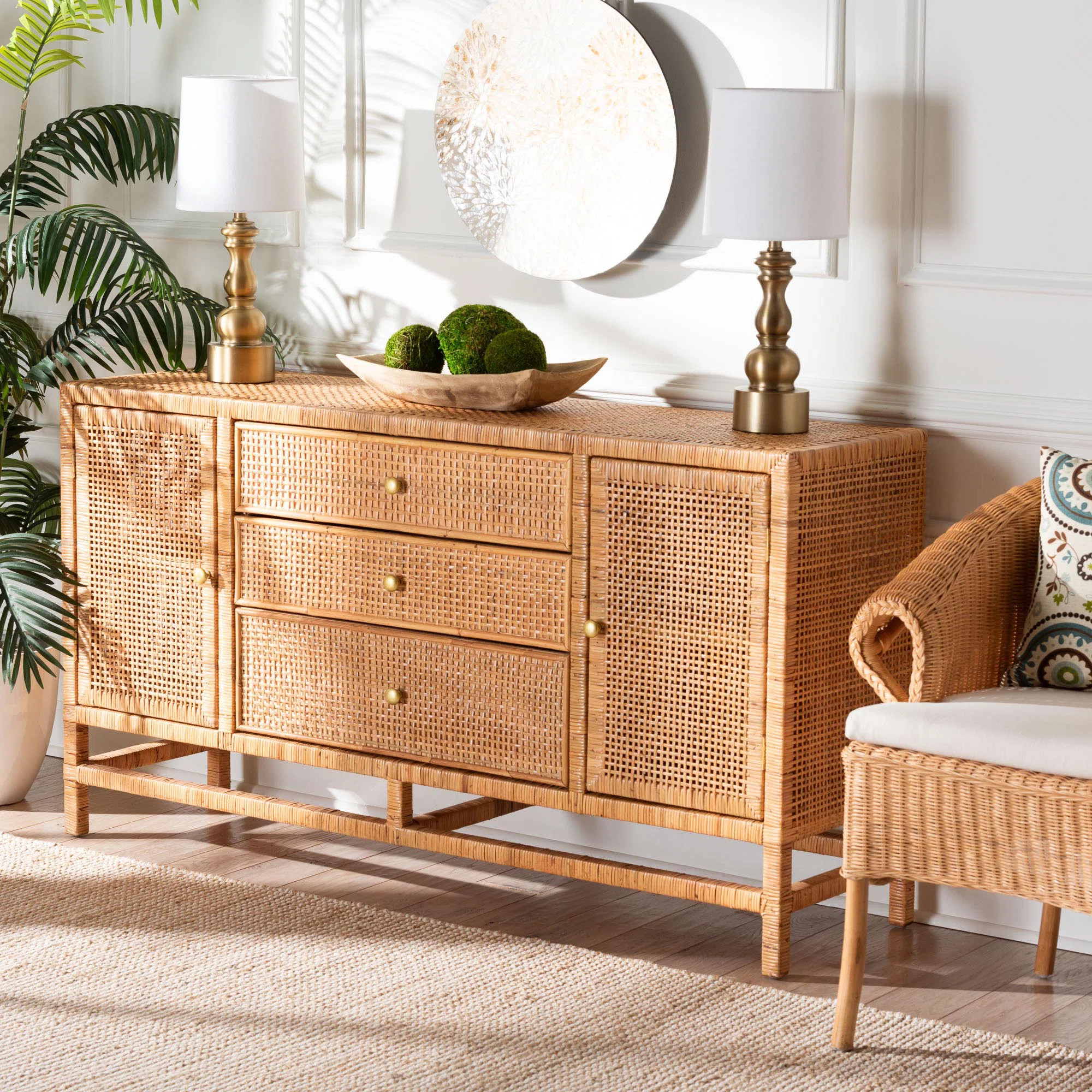Beachcrest Home Wroblewski Bali & Pari Vivan Bohemian Honey Rattan And Mahogany Wood 3-Drawer Sto... | Wayfair North America