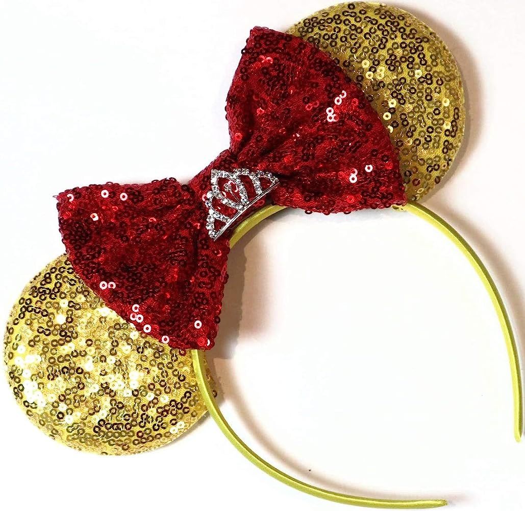 CLGIFT Beauty and The Beast Ears, Gold Minnie Ears, Belle Ears | Amazon (US)