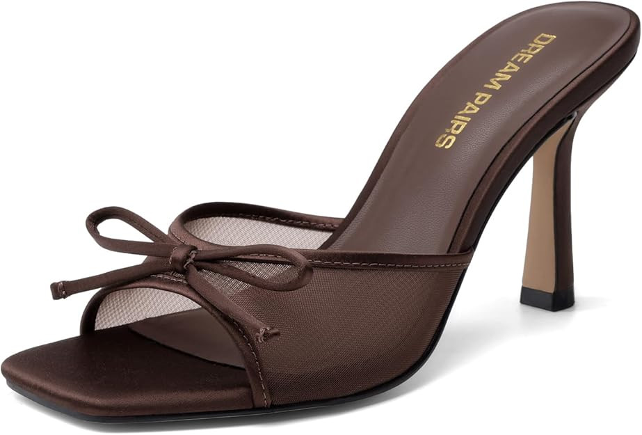 DREAM PAIRS Women's Square Open Toe Heels With Bow Vintage Slip on Stiletto High Backless Dressy ... | Amazon (US)