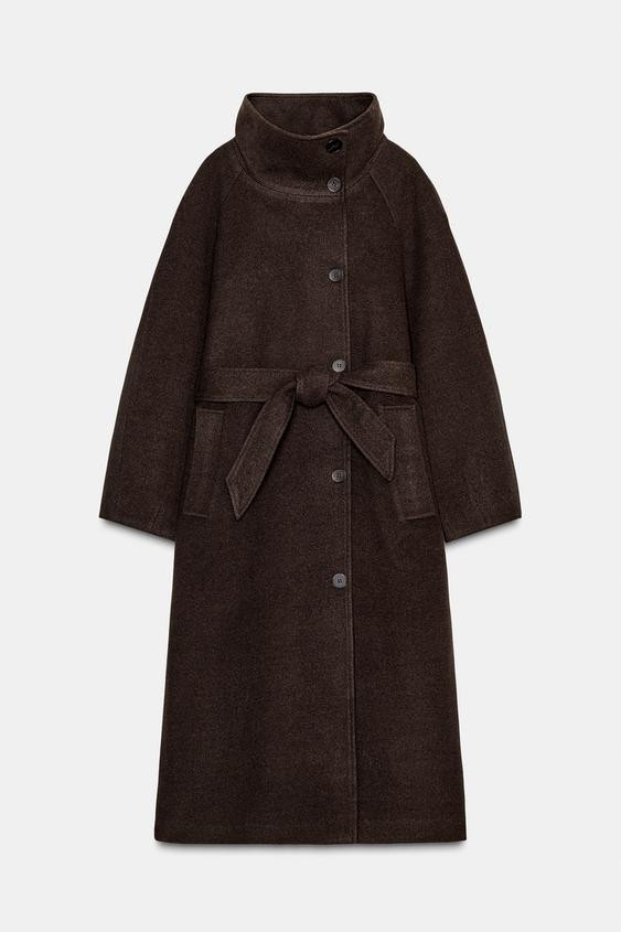 WOOL BLEND COAT WITH BELT | Zara AU