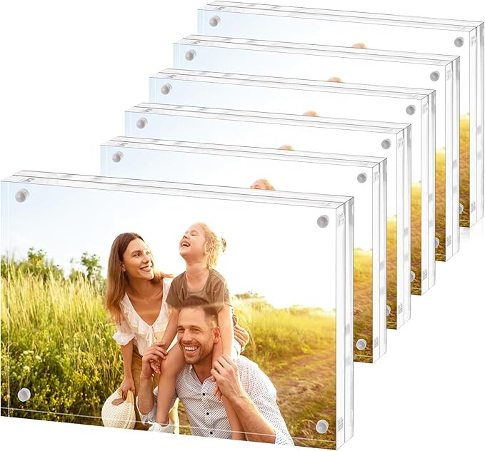 Fixwal 5x7 Picture Frame, 6 Pack Acrylic Frames, Clear Double Sided Photo Frame with Magnetic Des... | Amazon (US)