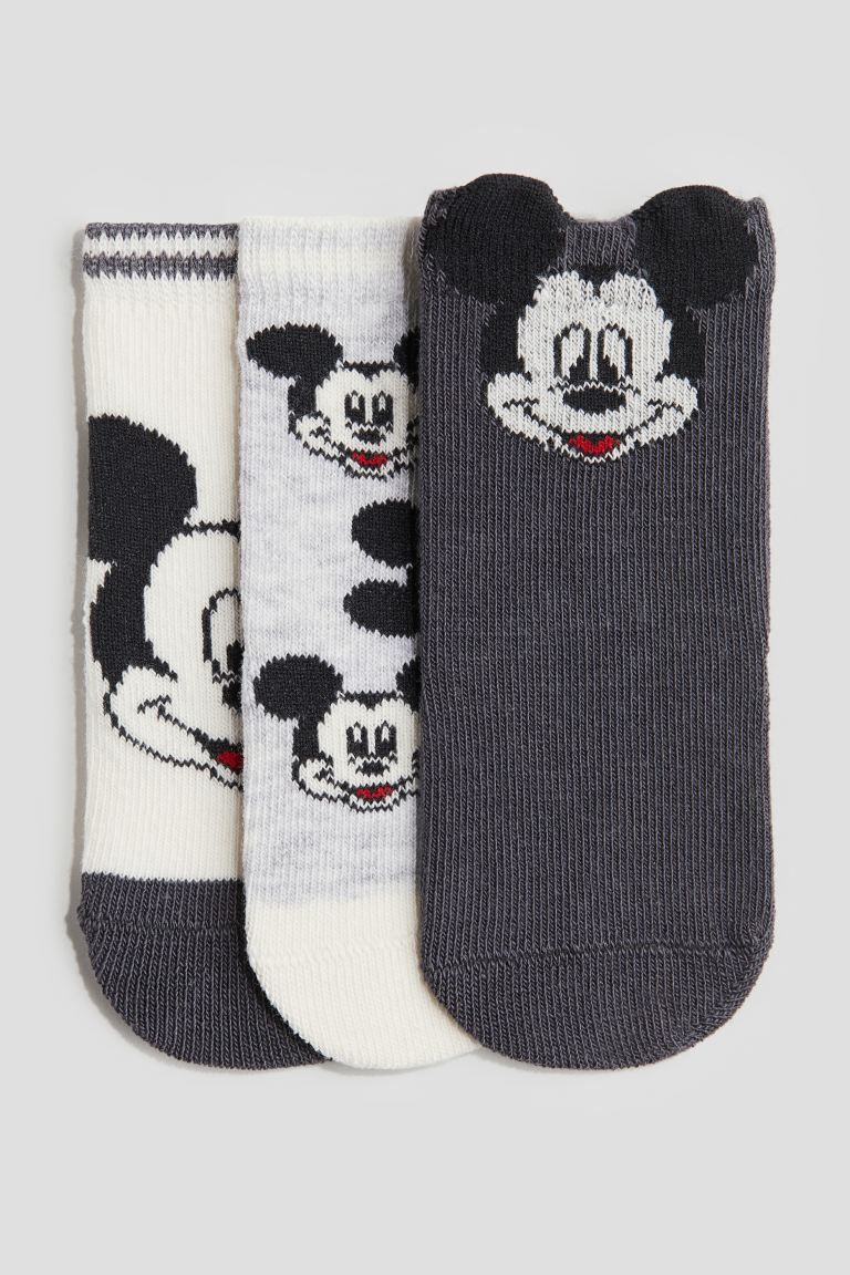 3-pack Motif-detail Socks - Dark gray/Mickey Mouse - Kids | H&M US | H&M (US + CA)