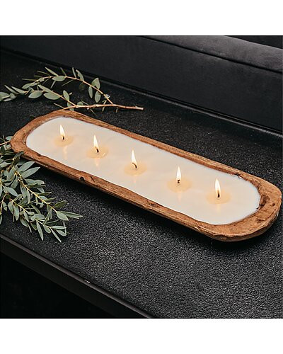 Create 5-Wick Hand Carved Dough Bowl Décor Candle | Rue La La
