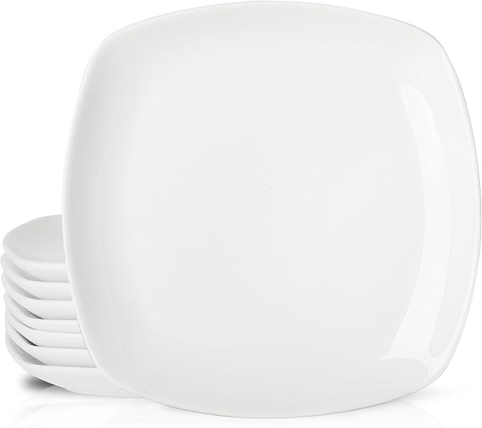 8 Pack Ceramic Appetizer & Dessert Plates, 7 inch White Square Dinner/Salad Plates for Snacks, Si... | Amazon (US)