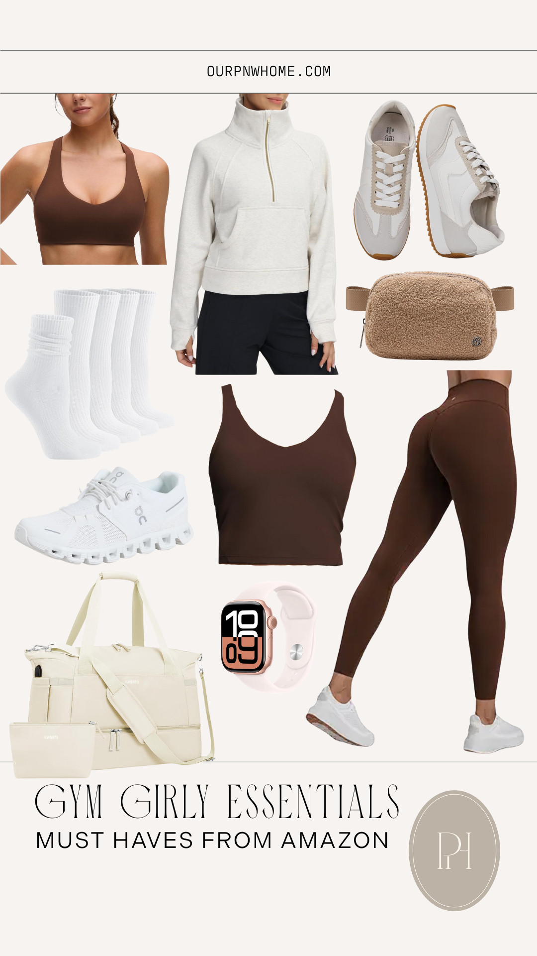 Amazon essentials for the gym girly!

brown leggings, yoga leggings, brown sports bra, gym leggings, half-zip pullover, pullover sweatshirt, tennis shoes, sneakers, gym shoes, trainers, white crew socks, sherpa belt bag, fleece belt bag, off-white gym bag, athletic clothes, gym clothes, athleisure, gym tank top, work out clothes, work out gear, running shoes, Apple Watch, fitness tracker 

 #LTKfitnessgoals #LTKmorningroutine #LTKselfcare