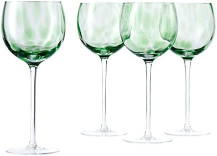 Blue Rose Polish Pottery - Green Confetti Large Wine Glass Set - 8.75" Tall - Hand-Blown Polish G... | Amazon (US)