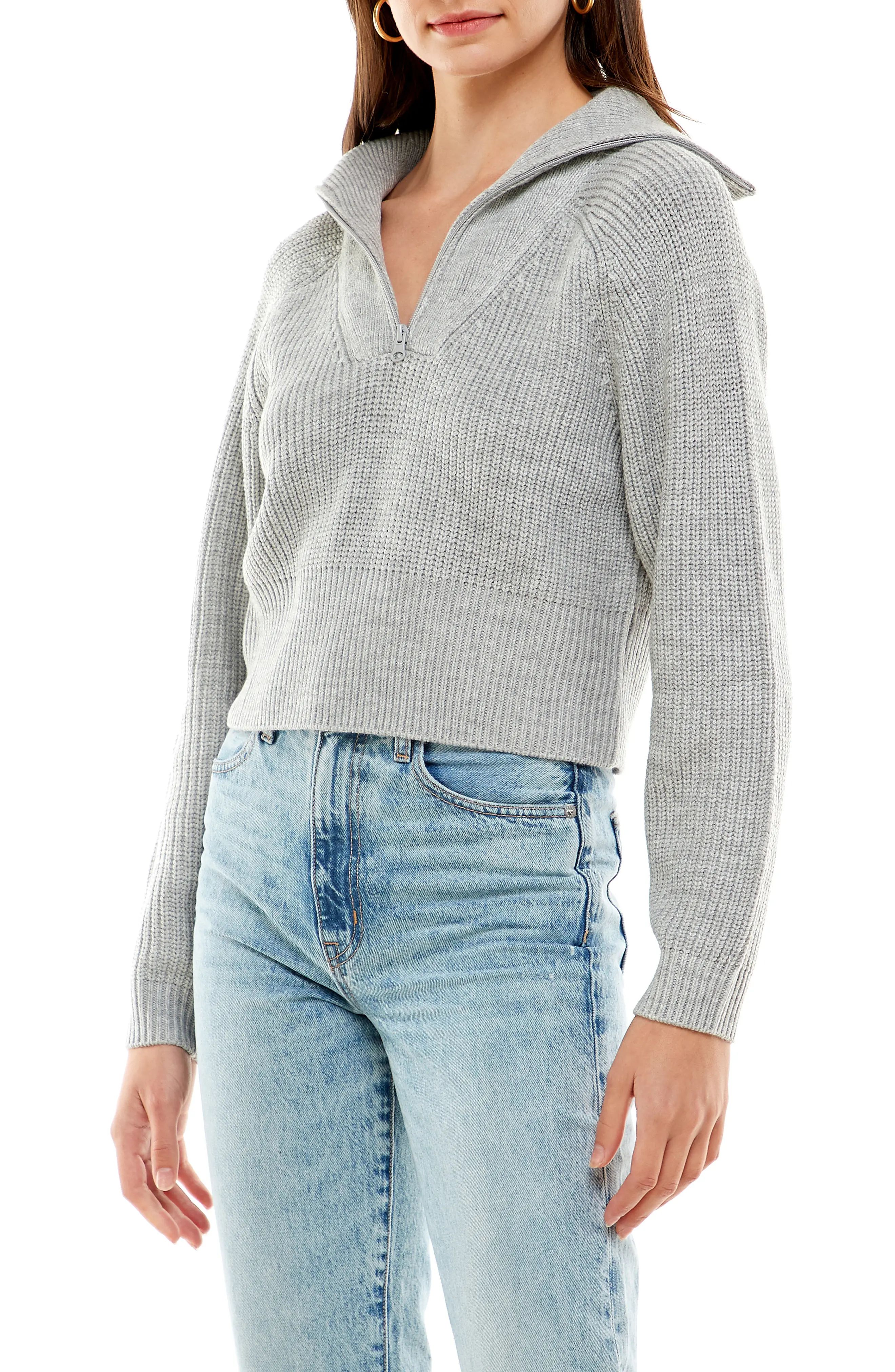 WAYF Nelle Half Zip Pullover, Size Medium in Heather Grey at Nordstrom | Nordstrom