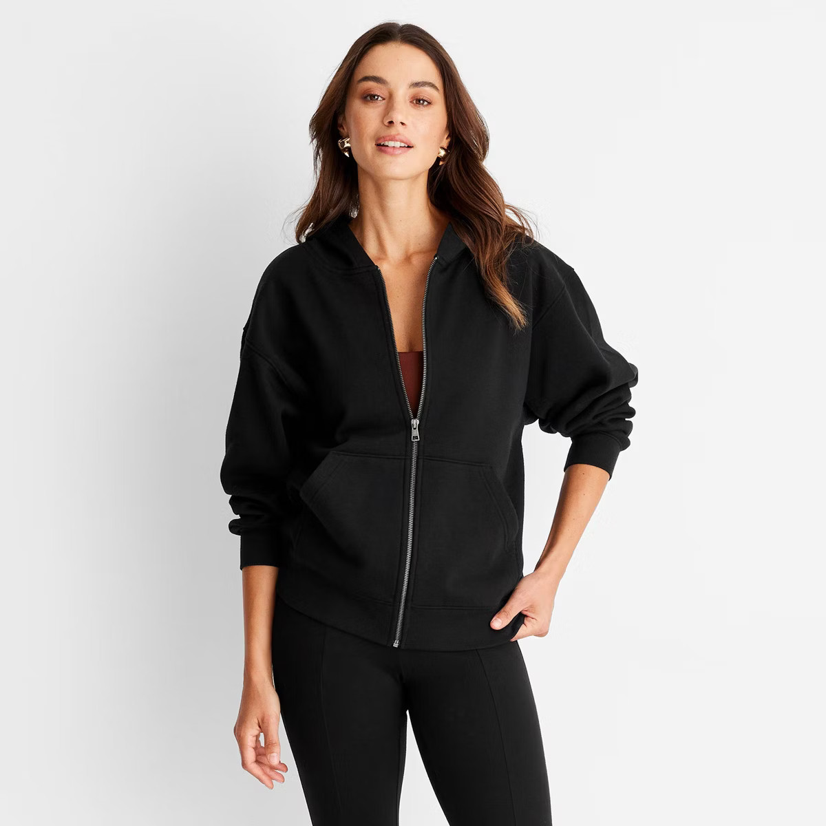 Women's Leisure Studio Zip-Up Hoodie Sweatshirt - Universal Thread™ Black S | Target