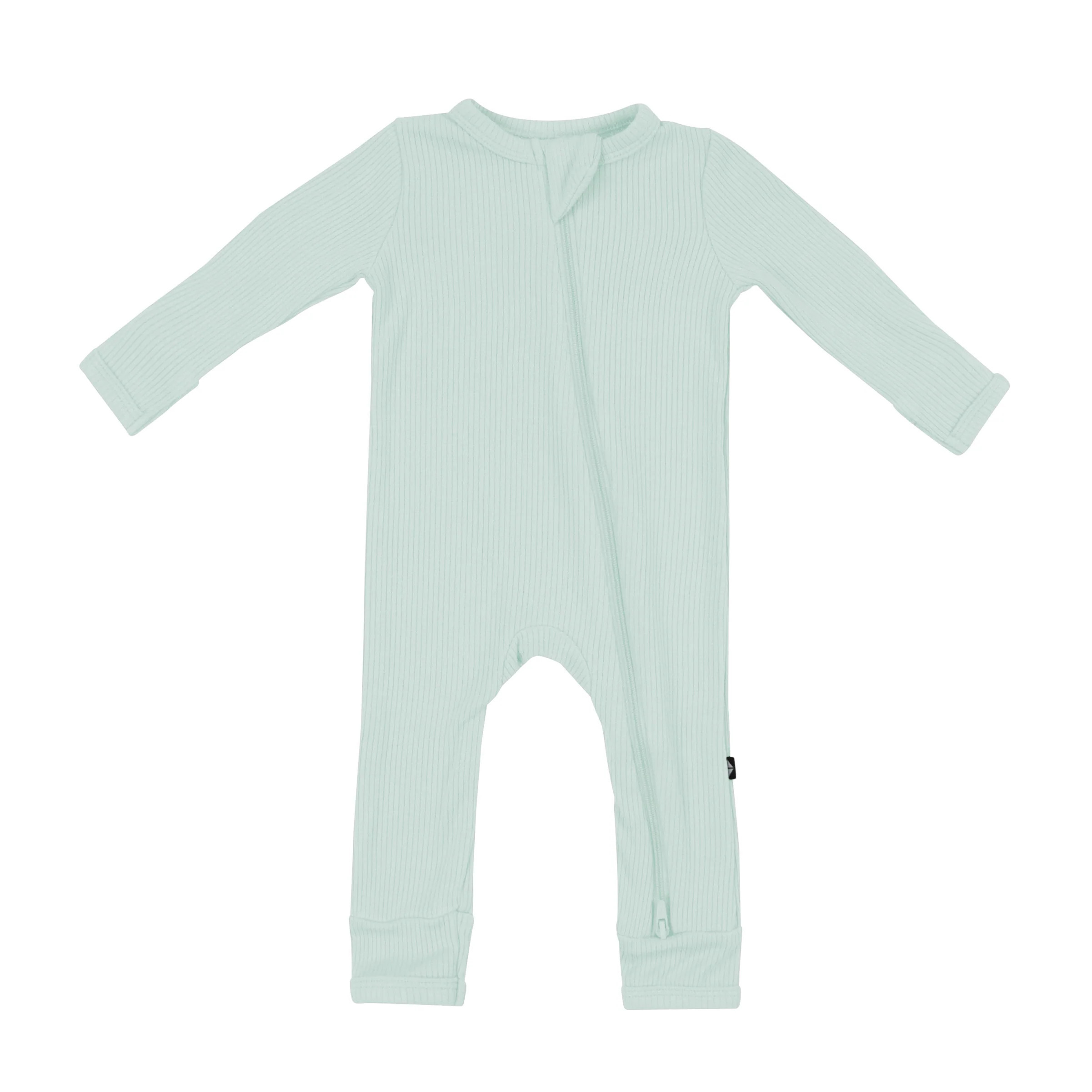 Ribbed Zipper Romper in Sage | Kyte BABY