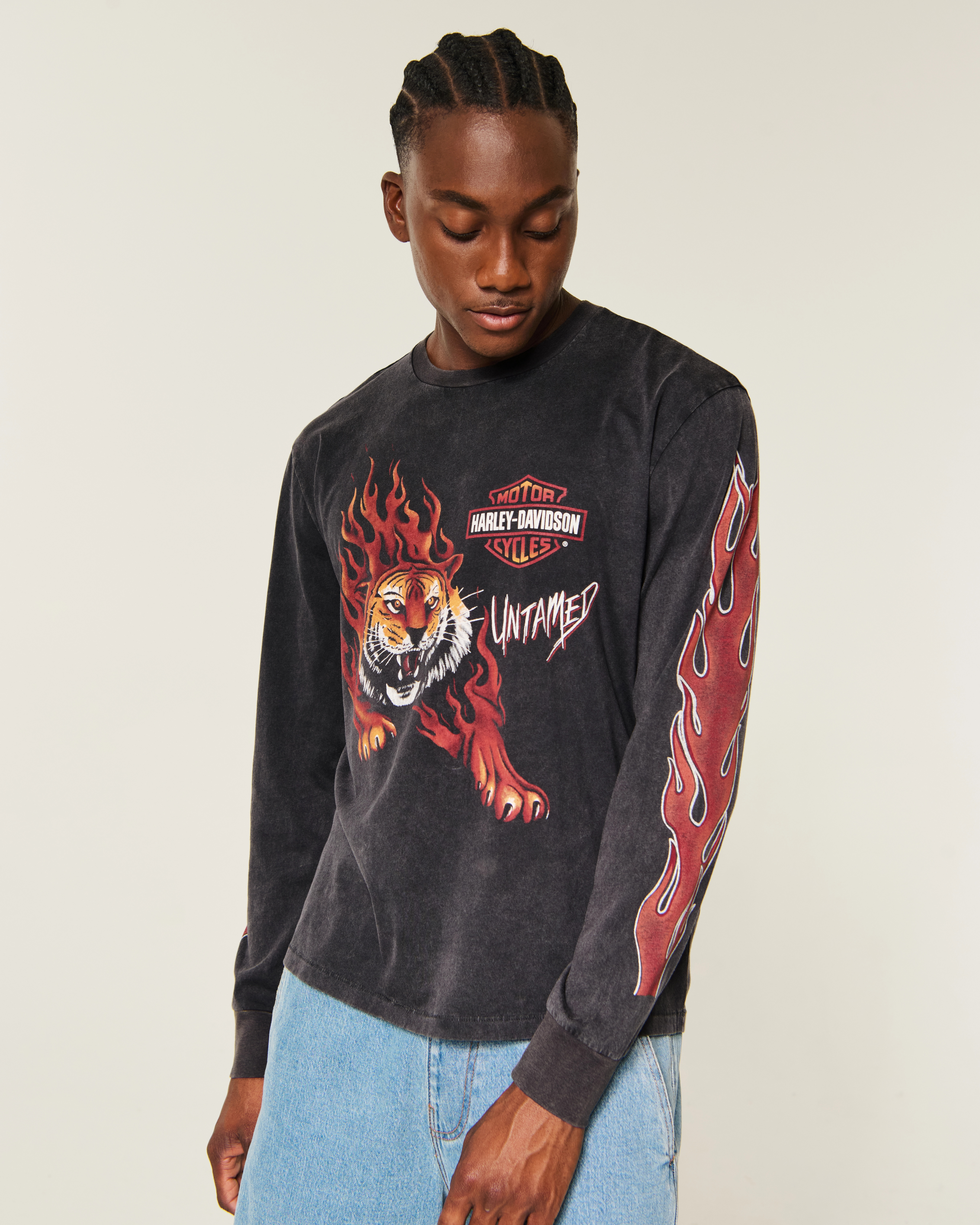 Relaxed Long-Sleeve Harley-Davidson Graphic Tee | Hollister (US)