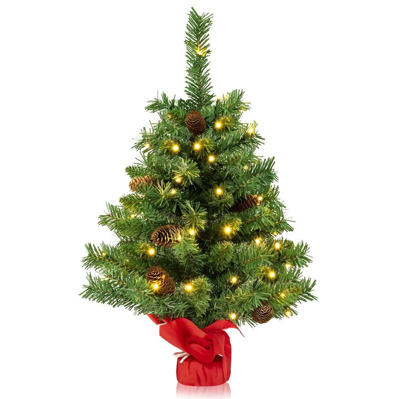 Tangkula 25" Mini Pre-lit Christmas Tree Tabletop Xmas Tree w/50 LED Lights 8 Light Modes 8 Pine ... | Target