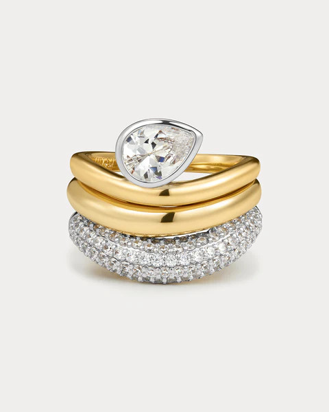 The Marais Wave Ring Set- Gold | Luv Aj Inc.