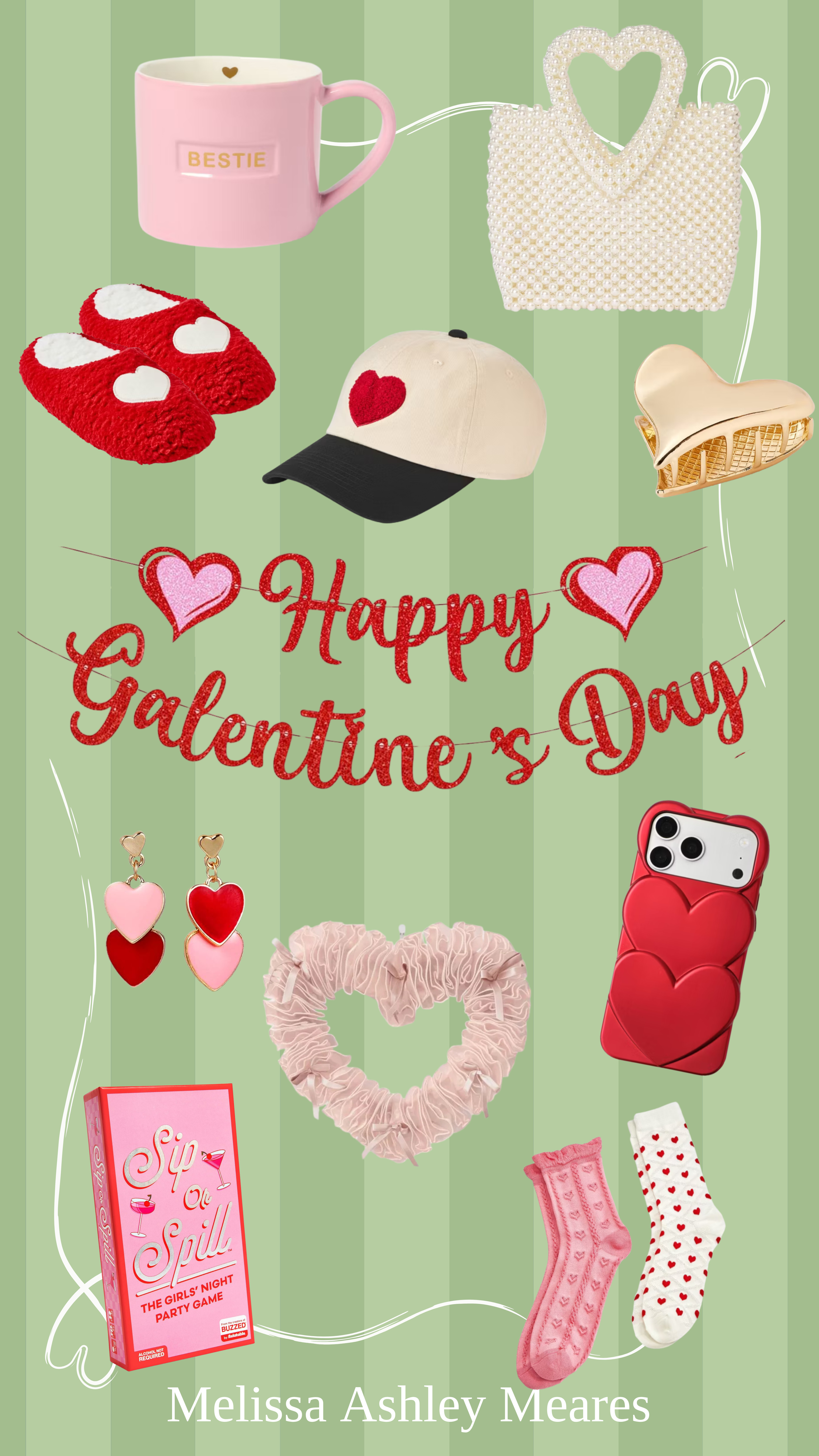 Galentine’s 💕
Because celebrating your favorite girls deserves cute things too, I pulled together my favorite finds that are perfect for a Galentine’s night in, gifting your besties, or treating yourself.

bestie mug, stoneware mug, pink mug, valentine mug, valentine slippers, hat, cap, heart claw hair clip, pearl heart beaded mini tote handbag, valentine socks, valentine heart phone case, valentine heart iphone case, heart earrings, valentine baseball hat, heart hat, valentine heart wreath, sip or spill girls night party game, happy galentines day banner, kendra scott pendant necklace, ari heart pendant necklace, double heart drop earrings 

 #LTKValentine #LTKmomlife #LTKSeasonal