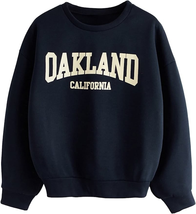 SOLY HUX Women's Letter Print Long Sleeve Casual Pullover Top Sweatshirt Navy Blue XS at Amazon W... | Amazon (US)